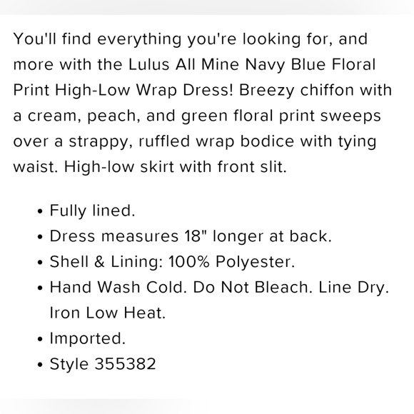 Lulus Navy Wrap Dress Floral NWT - Picture 4 of 7